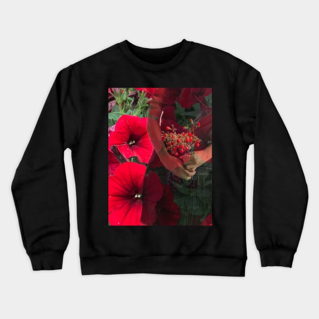 Girl with petunia flowers Crewneck Sweatshirt by Khala